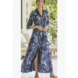 Soft Surrounding Incognito Camouflage Tencel Purple/B Maxi Shirt Dress Women 2X